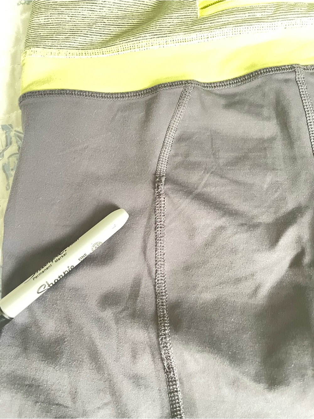lululemon athletica Gray Capri Leggings with Light Yellow Waistband - Picture 4 of 8